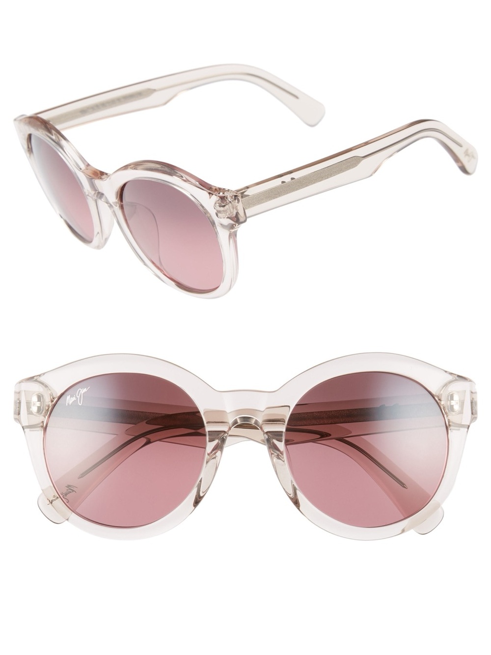 Maui Jim Jasmine Round Polarized Transparent Blush Sunglasses